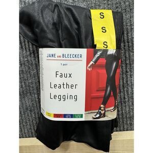 Jane And Bleecker Legging Womens Small Black High Waisted Faux Leather Shiny New